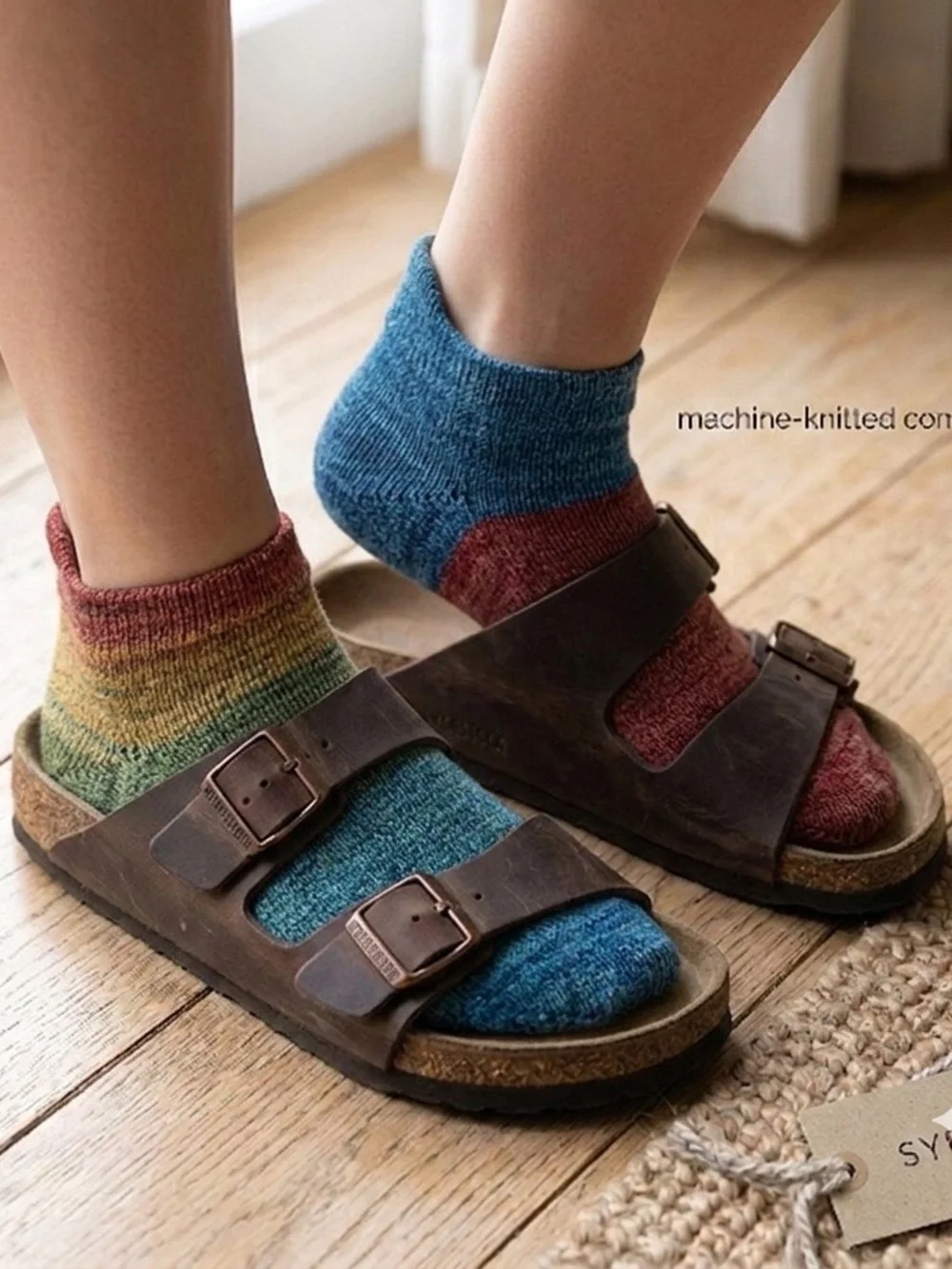 Sybil Quirky Birki Frankensox wool blend handcrafted ankle socks 7-8.5 NWT